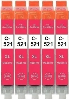 Image de 5 cartouches d'encre compatibles avec Canon CLI-521 Magenta pour Pixma IP3600, IP4600, IP4700, MP540, MP550, MP560, MP620, MP630, MP640, MP980...