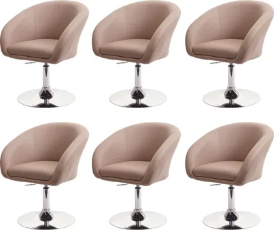 Image de lot de 6 chaises de salle à manger HWC-F19, chaise de cuisine pivotante Loungesessel, pivotante réglable en hauteur ~ similicuir taupe