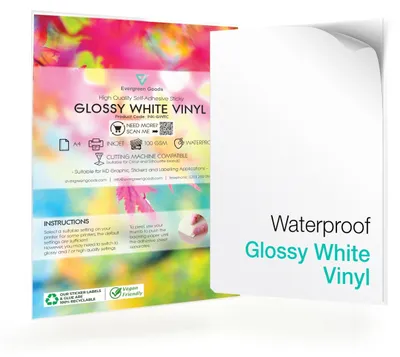 A4 Vinyl-Stickerbogen, weiß glänzend, 60 Blatt, selbstklebend