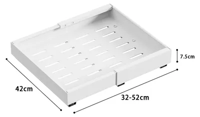 Produktbild von Ausziehbare Küchenschublade 2er Set - Schrank Organizer - Teleskop Schublade 32–52 cm verstellbar - Kunststoff Aufbewahrung - Weiß