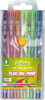 Obrázok produktu pre Fluorescenčné gélové perá Cricco, 6 farieb