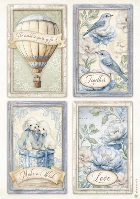 Immagine prodotto di Carta di riso per decoupage A4 - Stamperia - 4 carte senza tempo