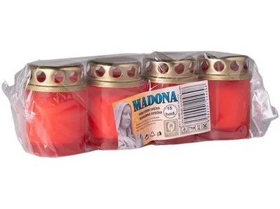 Obrázek produktu pro Hřbitovní svíčka s víčkem 4ks červená lisovaná