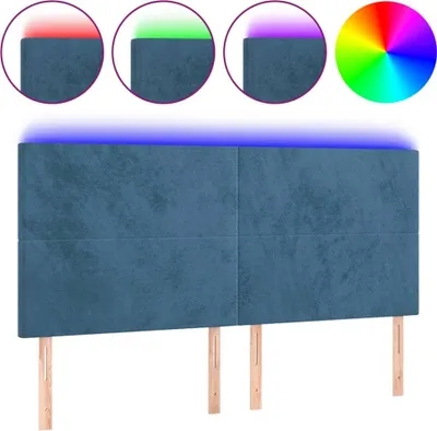 Produktbild von vidaXL LED Kopfteil Dunkelblau 200x5x118/128 cm Samt