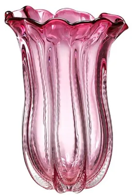 Produktbild von Casa Padrino Designer Glas Blumenvase Rosa Ø 25 x H. 35 cm - Luxus Deko Vase