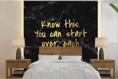 Produktbild von MuchoWow® Fototapete für Wohnzimmer oder Schlafzimmer Wandtapete Vinyl Motivtapete Zitate - Motivation - Gold - Marmor - 280x280 cm - Hintergrundbild