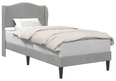 Produktbild von vidaXL Bettrahmen mit Kopfteil Hellgrau 100 x 200 cm Samt