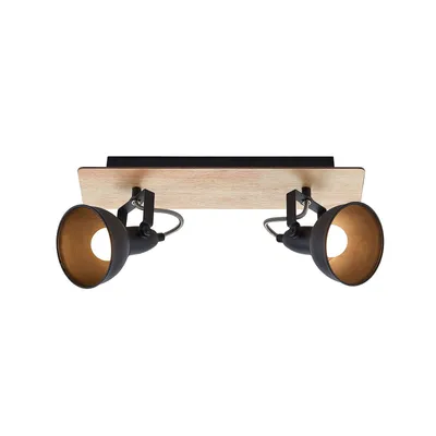 Produktbild von Lindby Deckenlampe Aylis, 2-flg., 40 cm, schwarz, Holz, E14