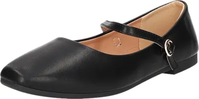 Produktbild von Ballerinas HSL240315-5-BK Schwarz aus Kunstleder mit Blockabsatz und Schnalle