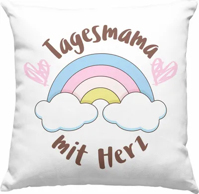 Produktbild von Trendation - Tagesmama Geschenk Deko-Kissen mit Füllung 40x40 Tagesmutter Aufpasserin Erzieherin Geschenkidee mit Herz (Grau)