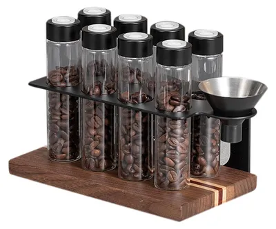 Productafbeelding van Koffieboonhouder met houten plank en trechter