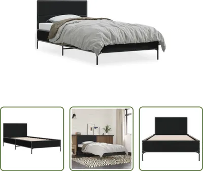 Produktbild von The Living Store Bettgestell Schwarz 90x190 cm Holzwerkstoff und Metall
