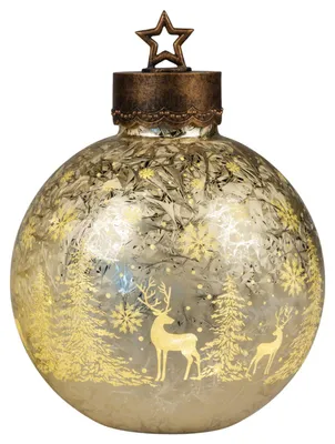 Produktbild von LED Deko-Kugel Frosty Gold 35 cm Glaskugel Timer 6h/18h batteriebetrieben