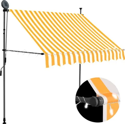 Obrázok produktu pre Ručne zaťahovacia markíza s LED 150 cm, bielo oranžová