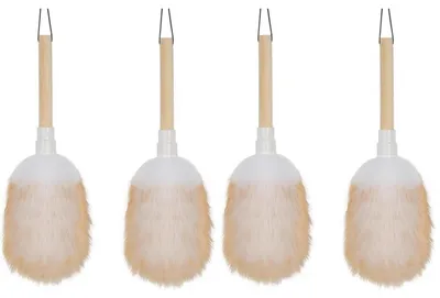 Image de Lot de 2 plumeaux en laine, avec manche en bois, lavables, 35 cm