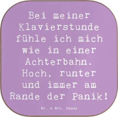 Produktbild von Mr. & Mrs. Panda Untersetzer Glas Spruch Klavier Achterbahn - Lavendeltraum - Geschenk, Elfenbeintasten, Tassenuntersetzer, Lernen, Klavierspielen, Holzuntersetzer, Musik