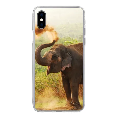 Produktbild von MuchoWow® Handyhülle Schutzhülle Hülle für iPhone Xs Elefant - Tiere - Wald - Bäume Silikon Softcase Handy Hülle - Handytasche