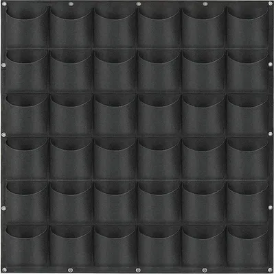 Produktbild von Wand-Pflanztasche mit 36 Taschen – Vertikale Pflanztasche – Pflanzgefäß mit hängendem Design – Pflanzenwand für den Außenbereich – langlebiger und umweltfreundlicher Wandgarten aus weichem Filz, Schwarz