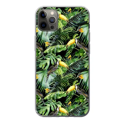 Produktbild von MuchoWow® Handyhülle Schutzhülle Hülle für iPhone 13 Pro Max Tukan - Muster - Pflanzen Silikon Softcase Handy Hülle - Mobiltelefon