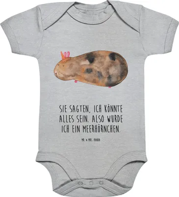 Produktbild von Mr. & Mrs. Panda babykleidung body Einhorn Meerschweinchen 12. - 18. Monat - Heather Grey - Geschenk, Unicorn, Babybody, Meerschwein, Babystrampler, Strampler Baby