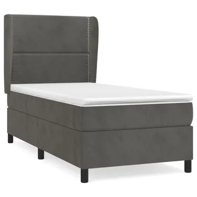 Produktbild von Boxspringbett mit Matratze Dunkelgrau 80x200 cm Samt