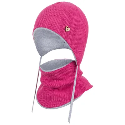 Produktbild von Baby Mädchen Wintermütze Strickmütze Bindemütze mit Baumwolle gefüttert, Rosa-SET, Gr. 40