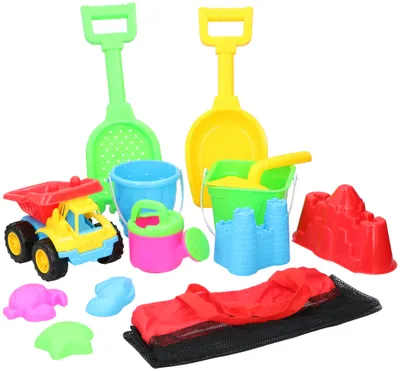 Produktbild von Eddy Toys Sandspielzeug-Set im Aufbewahrungsbeutel - Strand- oder Sandkastenspielzeug - 13 Teile