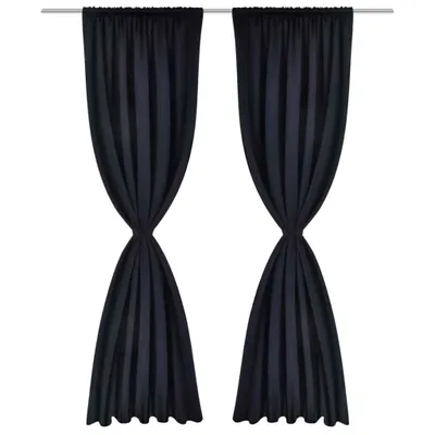 Produktbild von vidaXL Verdunkelungs-Vorhänge mit Schlaufen 135 x 245 cm Schwarz blackout