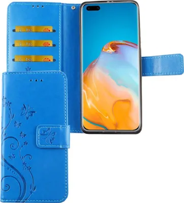 Produktbild von Huawei P40 Pro Handy Hülle Schutz Tasche Cover Flip Case Kartenfach Blau