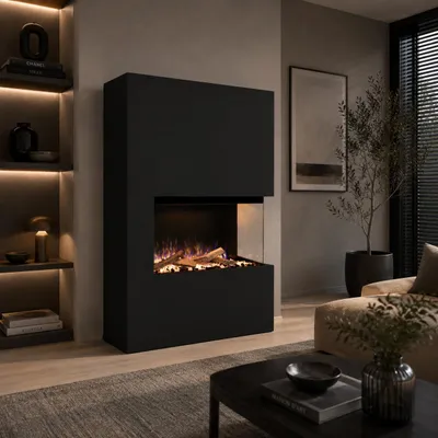 Produktbild von Glow Fire Elektrokamin 'Portia ' Rechtsoffen| LED Standkamin in schwarz mit Heizung (1500 W) | HxBxT: 140x90x45 cm
