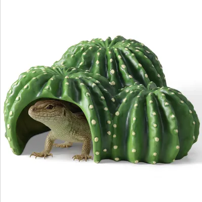 Produktbild von Navaris Terrarium Deko Schildkrötenhaus - 27x27x11,5cm - Reptilien Höhle - Terrarium Höhle - Kaktus Künstlich - Reptilien Zubehör Deko - Leopardgecko