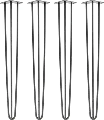 Produktbild von Natural Goods Berlin HAIRPIN Legs, Haarnadelbeine, Möbelfüße, Tischbeine, Industrial Anthrazit, 86 cm, 3 Streben, 4 Stück