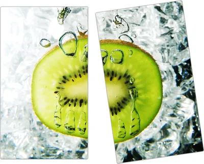 Produktbild von Spritzschutz Herdabdeckplatte Schneidebrett aus Glas Kiwischeibe im Wasser 2-Teilig (60x52cm)