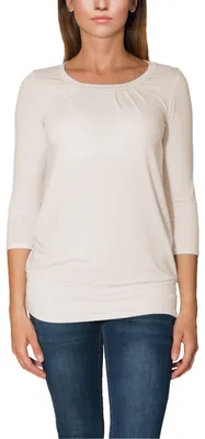 Produktbild von Alkato Damen Viskose Shirt 3/4 Arm Longshirt Top, Farbe: Hellbeige, Größe: M