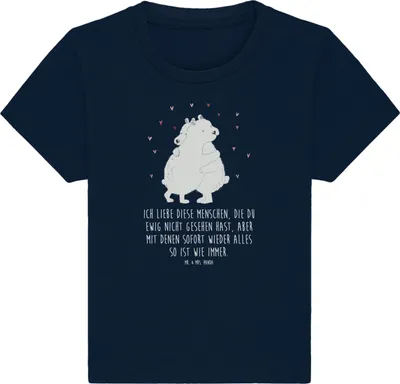 Produktbild von Mr. & Mrs. Panda Babyshirt Eisbär Umarmen 24. - 36. Monat - French Navy - Geschenk, Kinder Top, Kleinkind T-Shirt, , Shirt, Lustige Sprüche, Baby Jerseyshirt