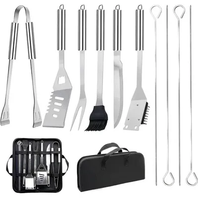 Produktbild von Professionelle Grillzubehör Set 11-teilig, hochwertige Edelstahl Grillwerkzeuge, tragbare Grill Set mit Aufbewahrungstasche