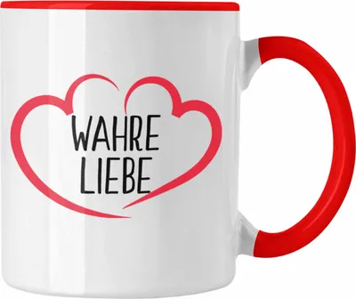Produktbild von Trendation - Tasse mit Herz Wahre Liebe Geschenk zum Valentinstag Liebeserklärung Geschenke für Freundin Freund (Rot)