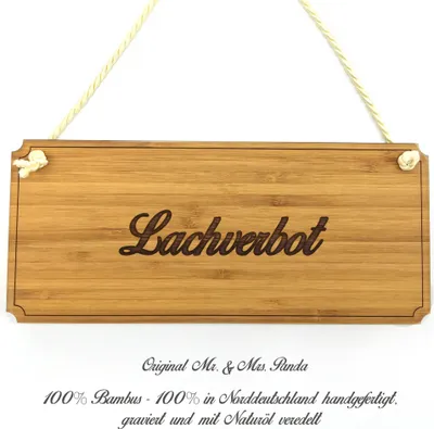 Produktbild von Mr. & Mrs. Panda Schild Lachverbot - Geschenk, Geschenkidee, Shabby, Türschild Holz, Landhaus, Hinweisschild, Graviert, Wegweiser, Firmenschild