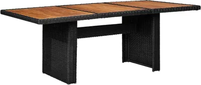 Image de Table de jardin noire 200x100x74 cm Poly rotin