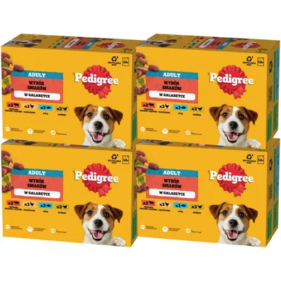 Zdjęcie produktu dla Pedigree Adult Wybór Smaków w galaretce mokra karma dla psa w saszetkach  4x 12x 100g