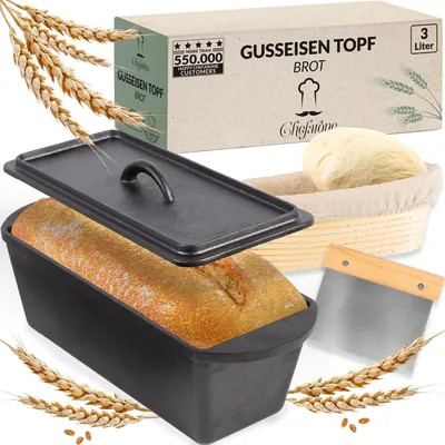 Produktbild von Gusseisen Brotbackform - Rechteckig 28 x 12 cm - Backform für Brot