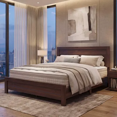 Produktbild von Queen Size Bett HWC-P44, Doppelbett Bettgestell mit Lattenrost, 160x200cm  Walnuss-Optik