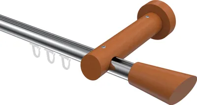 Produktbild von Interdeco Innenlaufstange / Gardinenstange mit Innenlauf Chrom / Kirschbaum lackiert, Typ Talent Bero (Konus Schräge), 20 mm Ø 1-läufig, 360 cm