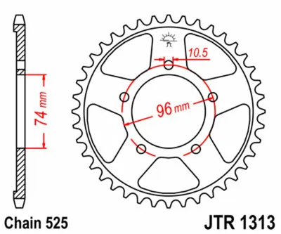 Produktbild von JT SPROCKETS Standard Stahlritzel hinten 1313 - 525