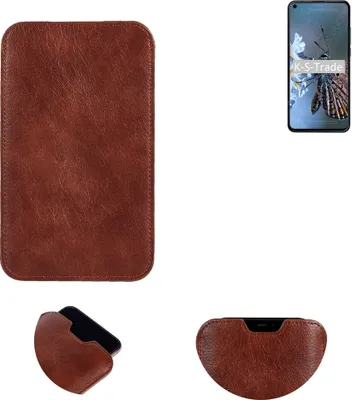 Produktbild von K-S-Trade Schutzhülle Handyhülle kompatibel mit HTC Desire 20 Pro Handytasche Kunstleder Sleeve in braun