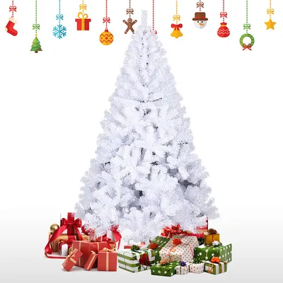 Produktbild von Jiubiaz Weihnachtsbaum künstlicher Christbaum Tannenbaum Dekobaum Weihnachtsdeko 210cm Weiß