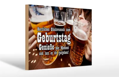 Produktbild von Holzschild Spruch 30x20cm Glückwunsch zum Geburtstag Bier