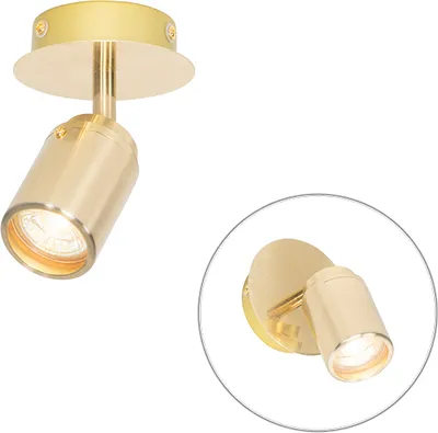 Produktbild von QAZQA - Modern Moderner BadSpot I Spotlight I Deckenspot I Deckenstrahler I Strahler I Lampe I Leuchte Messing IP44 - Ducha - Stahl Rund - LED geeignet GU10