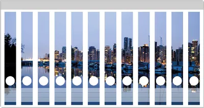 Produktbild von Wallario Ordnerrücken Sticker, selbstklebend für schmale Ordner, 12 Stück, Motiv Skyline von Vancouver