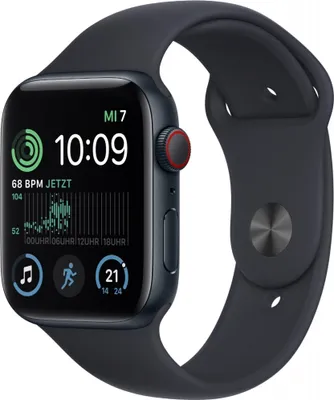 Produktbild von Apple Watch SE OLED 44 mm Digital 368 x 448 Pixel Touchscreen 4G Schwarz WLAN GPS